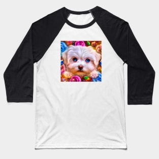 Cute Maltese Puppy Baseball T-Shirt